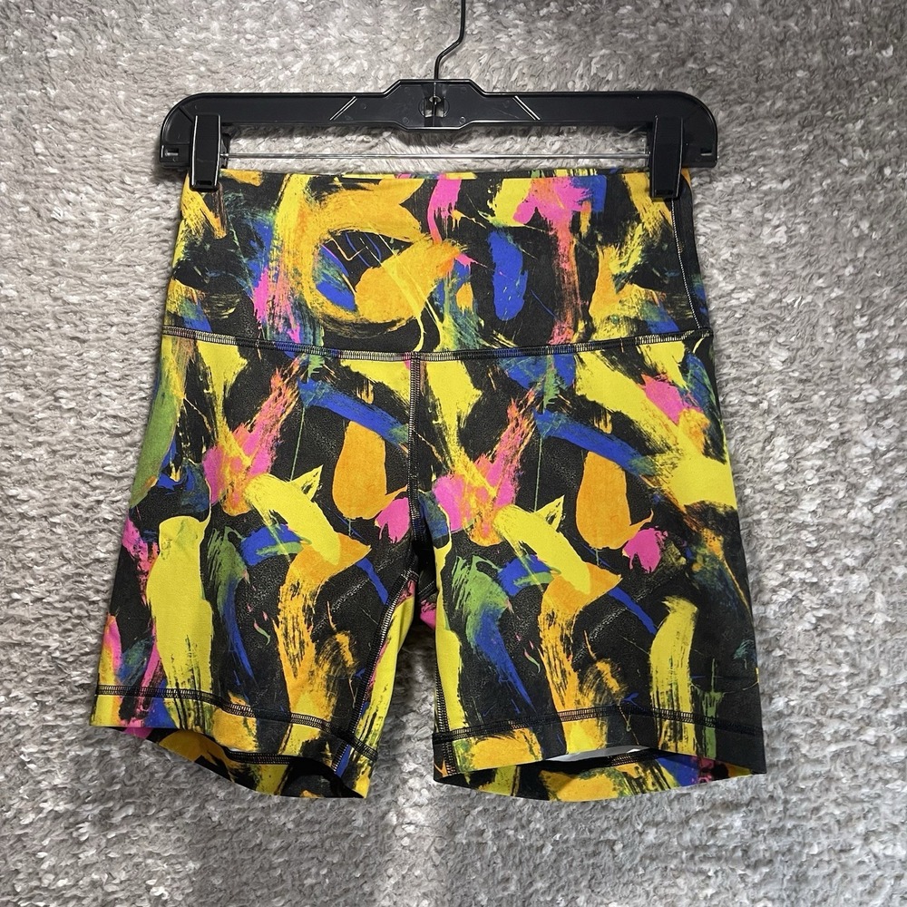 Lululemon Wunder Train High-Rise 6" Shorts Tie Dye Bike Shorts Sz 8